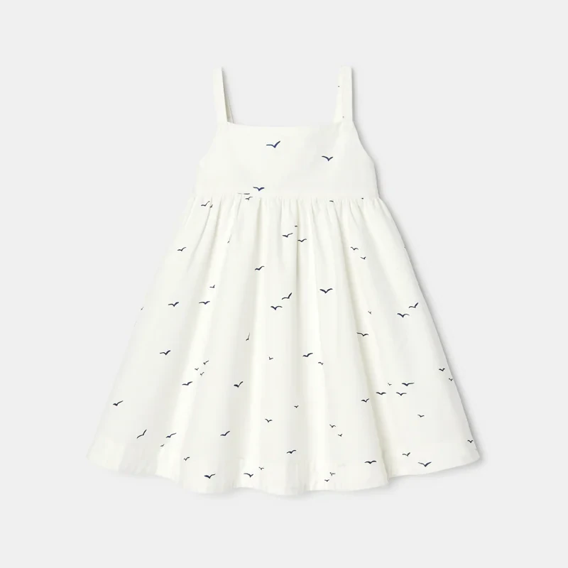 Robe à bretelles en coton bio blanche bébé fille Absorba Blanc