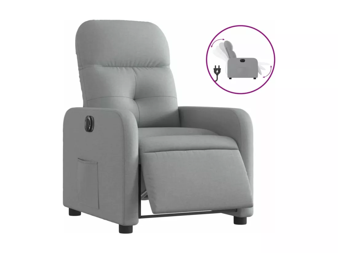 Fauteuil inclinable électrique Gris clair Tissu