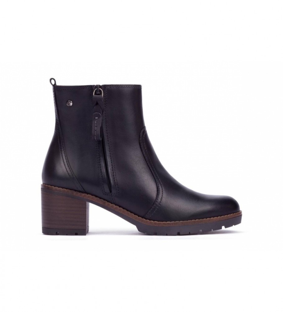 Botas de cano curto Pikolinos Llanes em couro preto - Altura do salto: 6 cm -