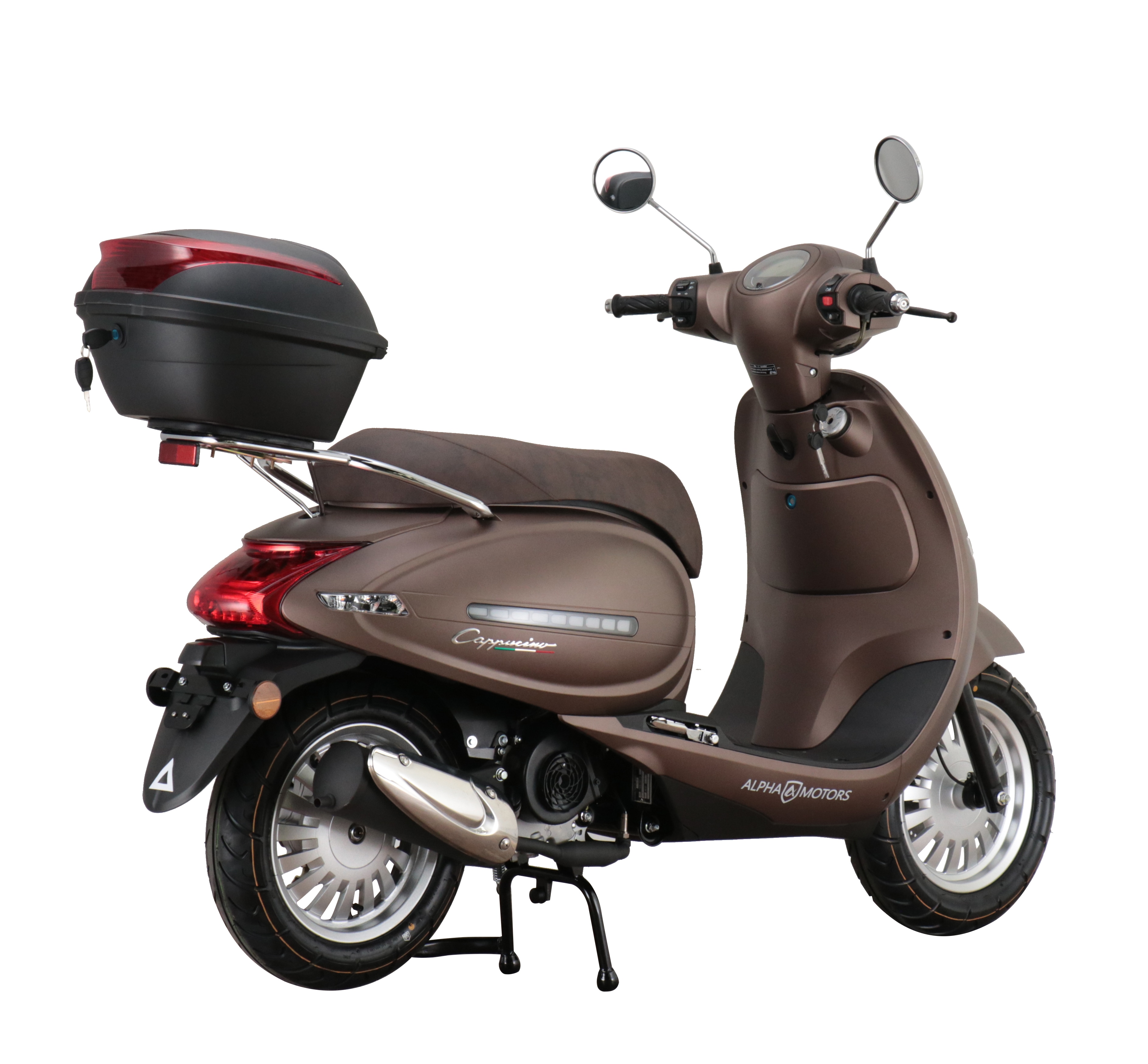 Alpha Motors Motorroller Cappucino 50 ccm 45 km/h EURO 5 mattbraun inkl. Topcase