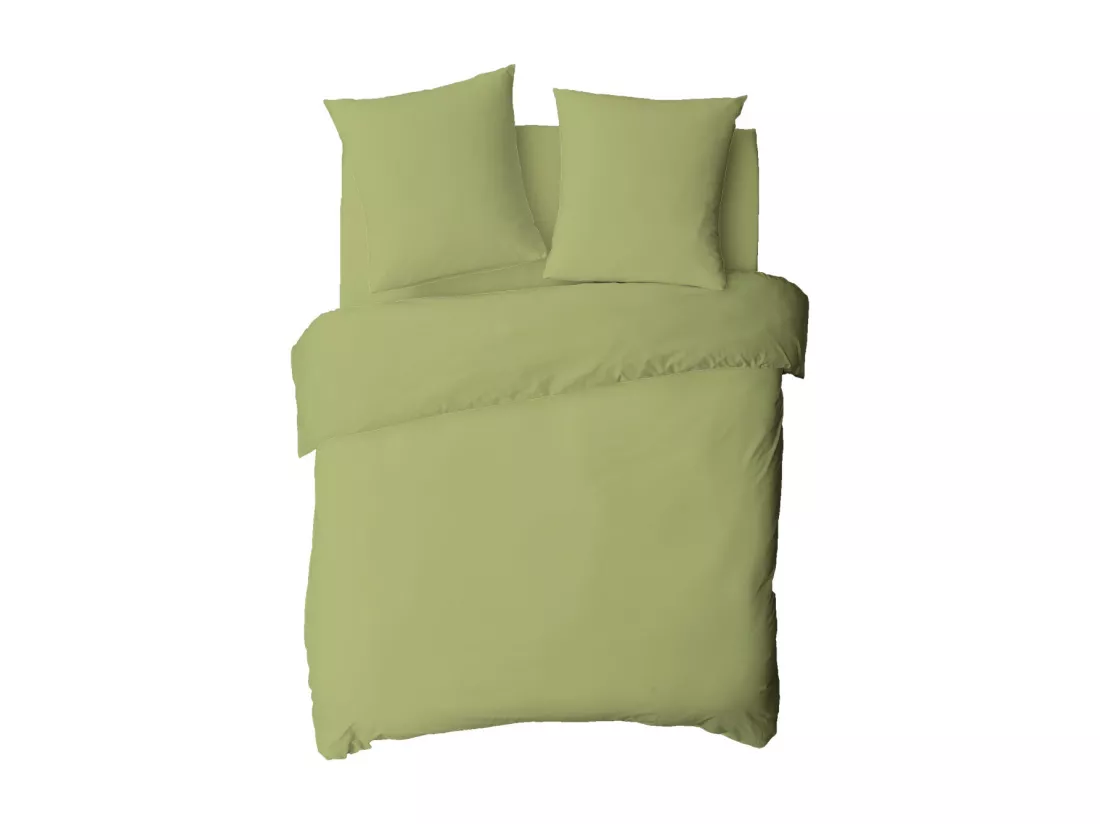 Drap housse en coton 57 fils uni bonnet 25cm tilleul 140x200cm