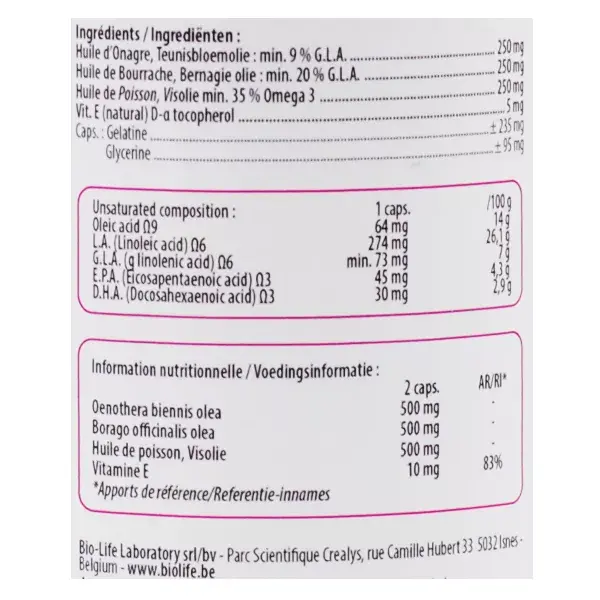 Be-Life Super Gamma Linolenic 180 cápsulas