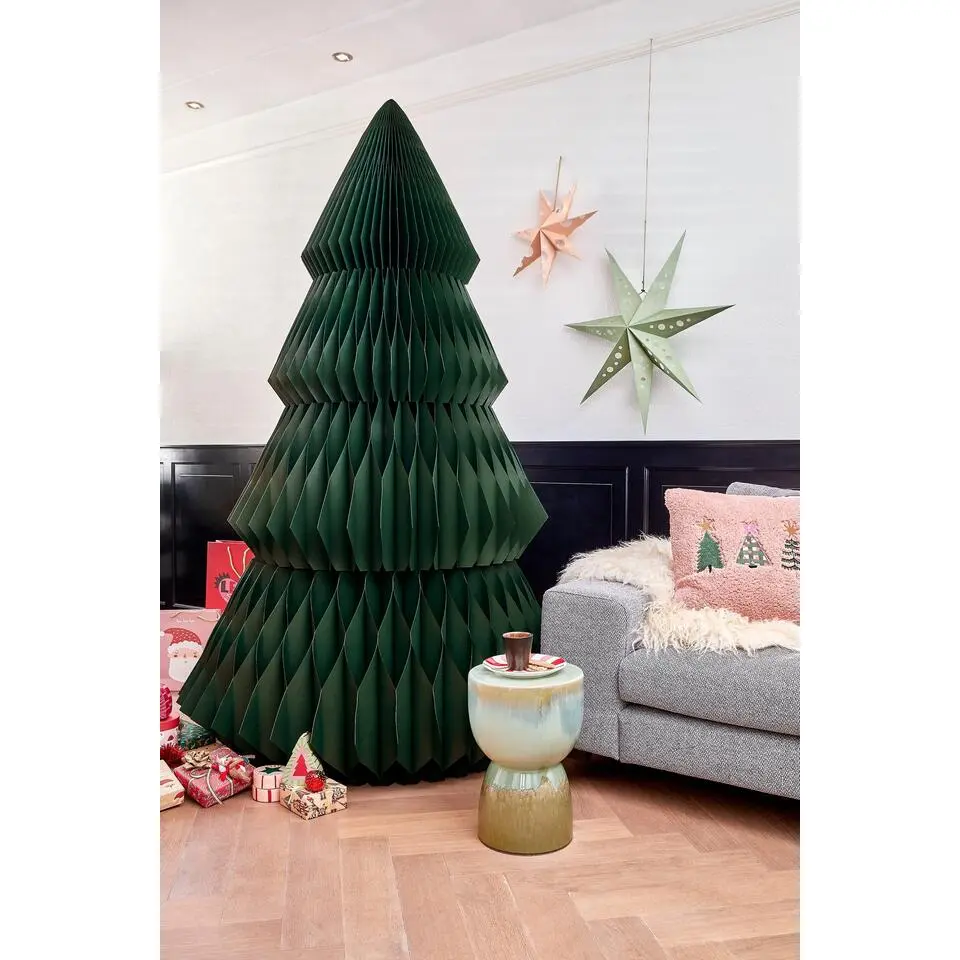 Mica Decorations Decoratie Kerstboom - H212 x Ø120 cm - Papier - Groen