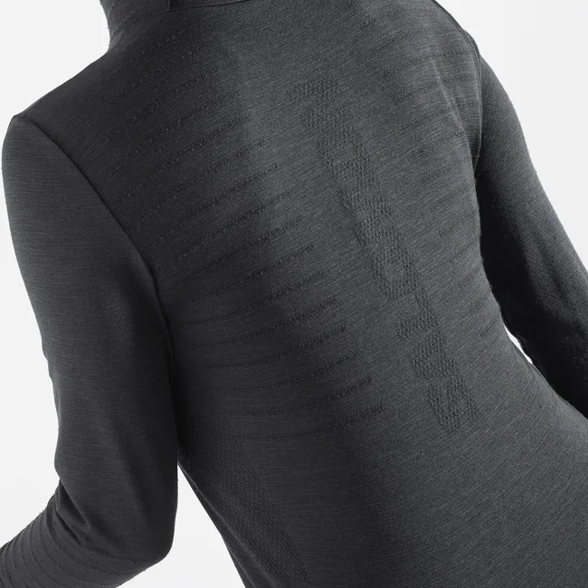 ESSENTIAL WOOL  Langarmshirt mit Kapuze Damen DEEPBLACK