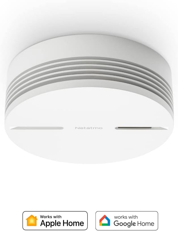 Netatmo Smarter Rauchmelder, 10-Jahres-Batterie, Selbsttest-Funktion, 85-dB-Alarm, Eigenständiges Gerät, EN14604 Zertifizierter, NSA-DE & Smarte Innen-Alarmsirene, drahtlos, WLAN, 110 dB