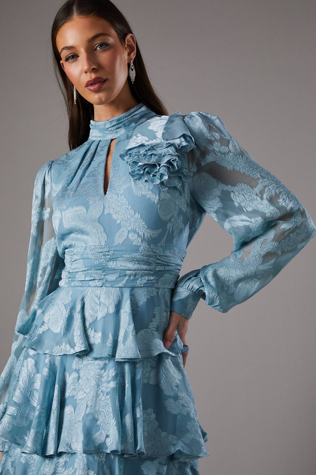 Coast Robe Mi-Longue Étagée en Jacquard