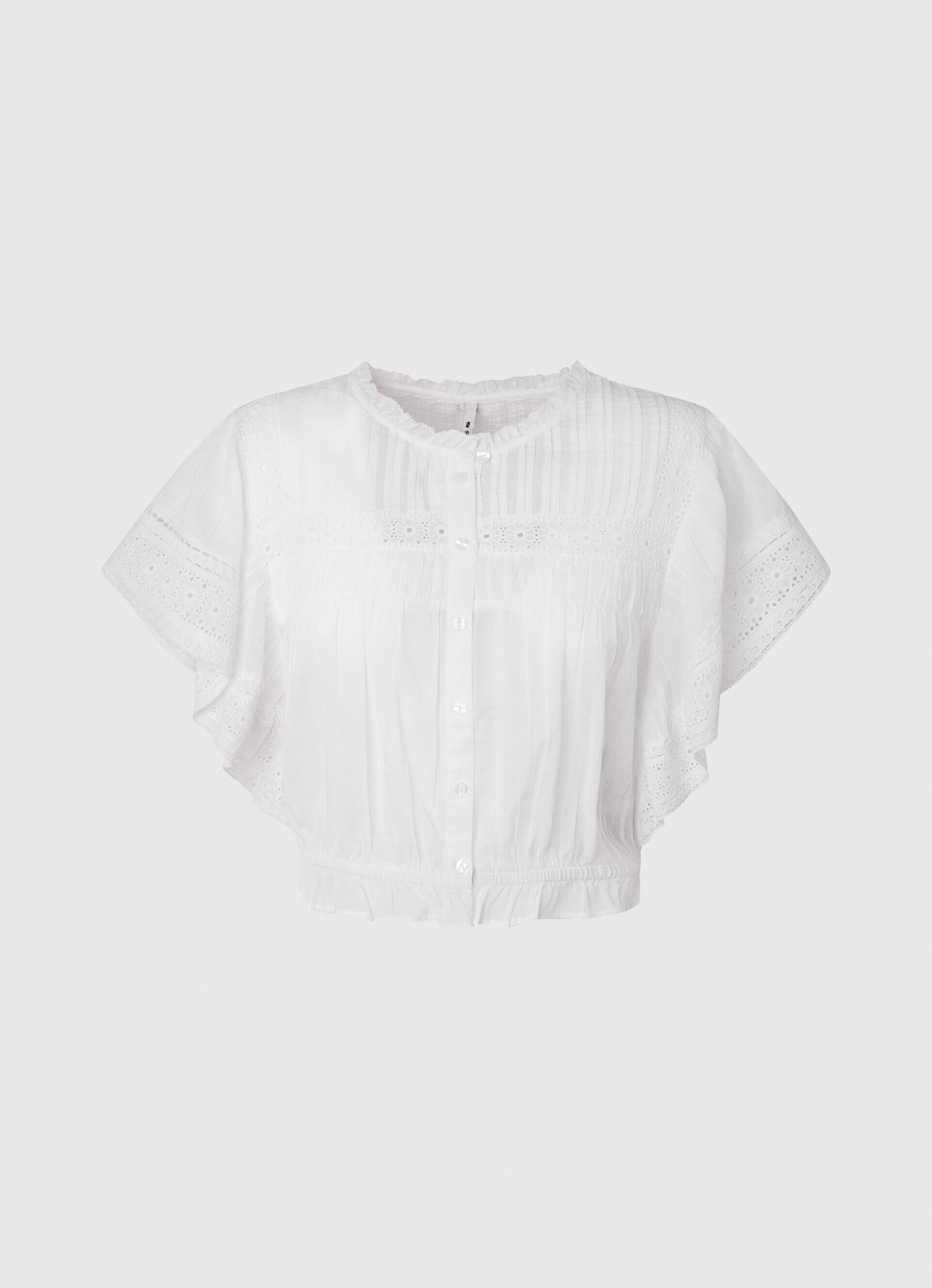 Blusa de algodão com detalhes vazados - branca
