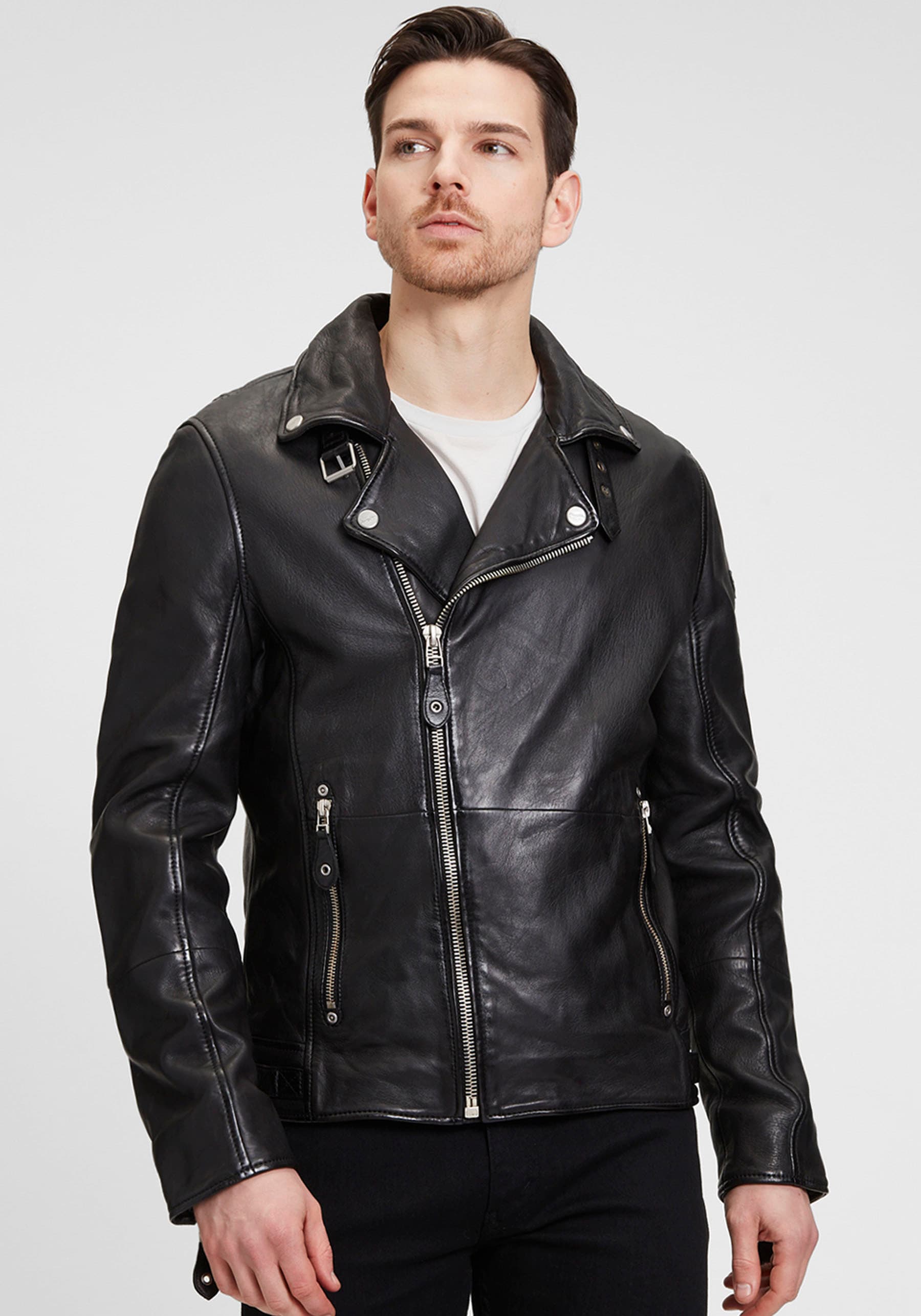 Mauritius Lederjacke »Mavric SF NSLV« im Biker-Style, asymetrischer Reissverschluss, Nieten
