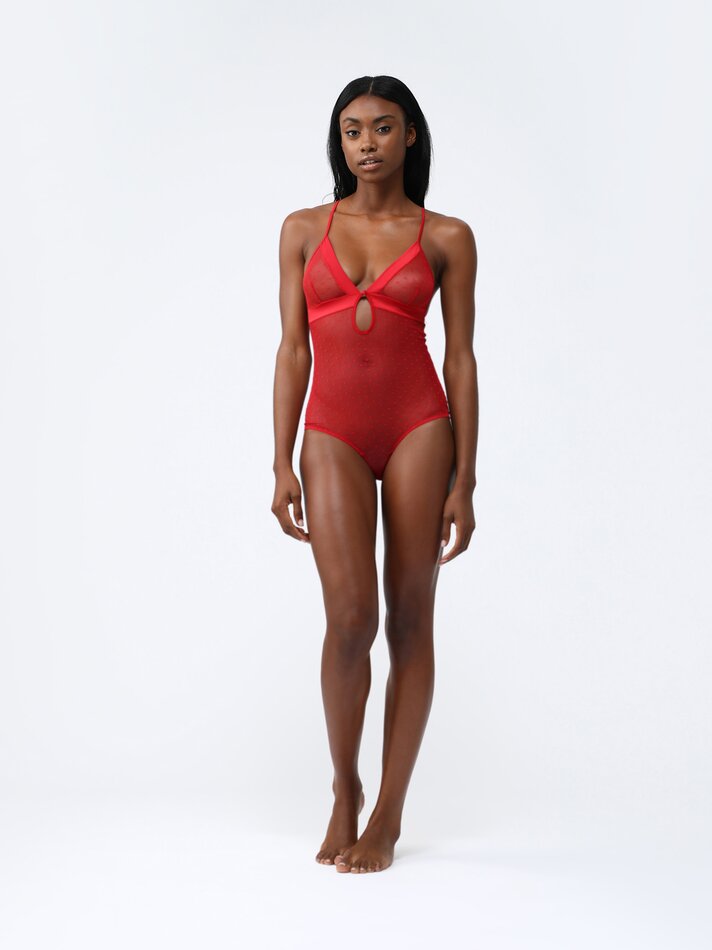 Body de tule - Vermelho