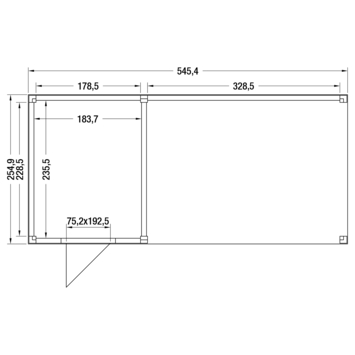 Tuinhuis Douglas Zwart Zweeds Rabat 545x255cm a-symmetrisch