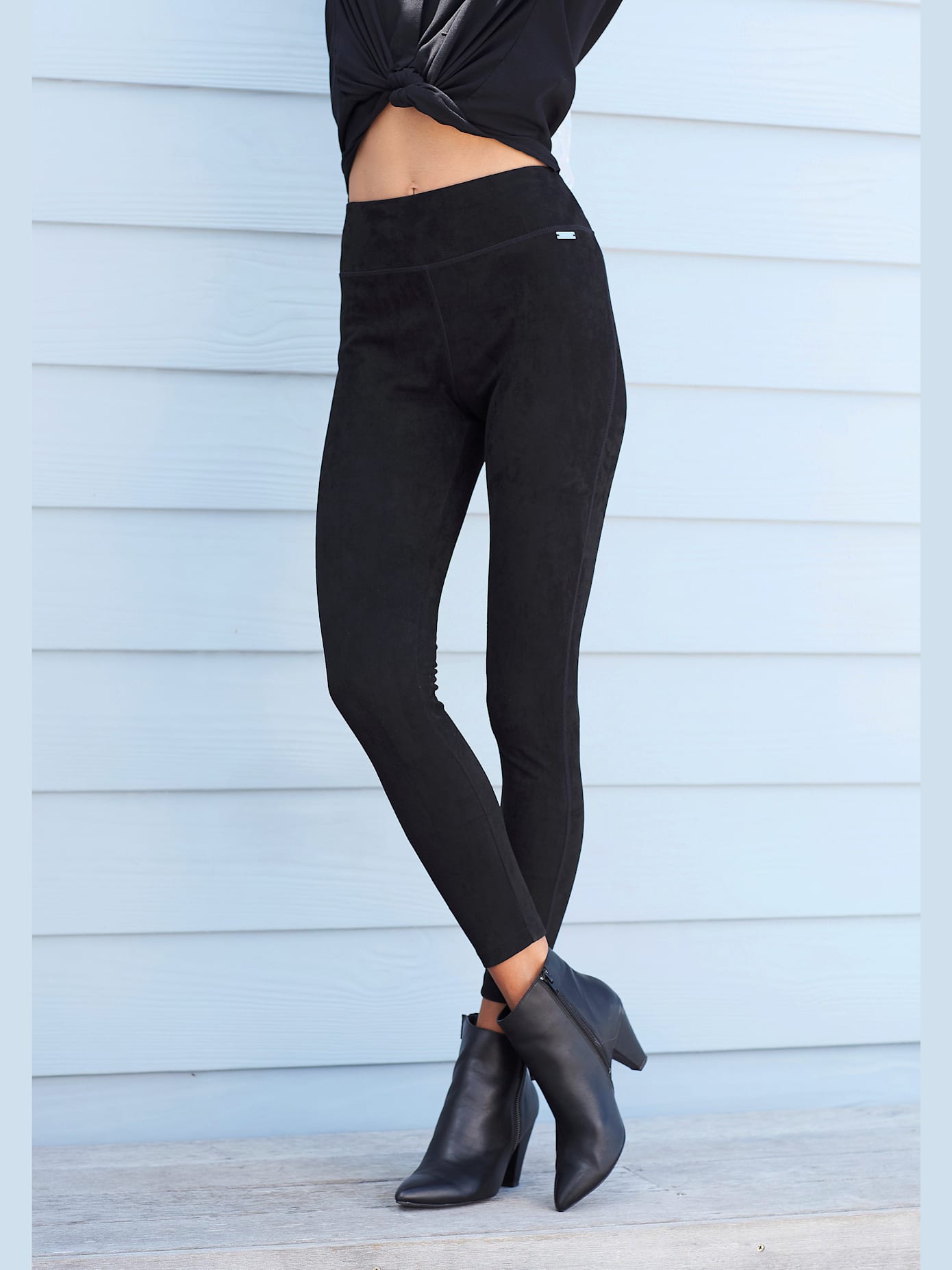 Legging imitation cuir velours