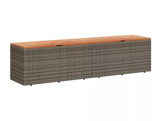 Boîte de rangement de jardin gris résine tressée bois d'acacia