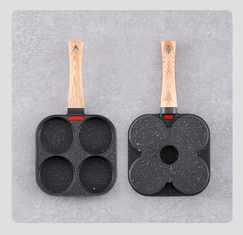 (19x19cm) 4-fach Aluminium Pancake Pfanne Spiegelei Bratpfanne mit Anti-Haft Beschichtung - Grau