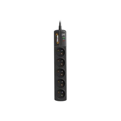 INFOSEC S5 Black Line II - Multiprise parafoudre 5 prises - parasurtenseur 2500 W