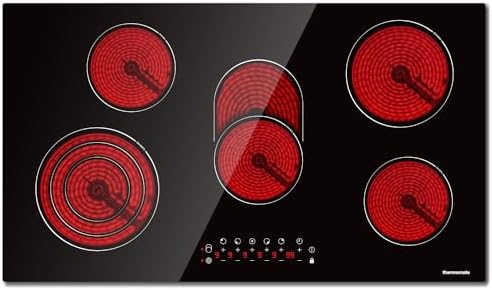 Thermomate 60cm Table de cuisson Vitrocéramique 4 Feux 6600W Encastrable Plaque Vitrocéramique Intégré, Commande Tactile, Verrou Pour Enfants, Minuterie, [Classe énergétique A ] : Gros électroménager