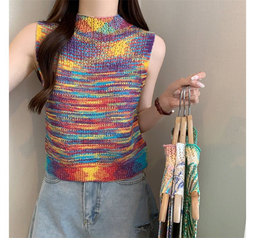 Allinya - Mock-Neck Melange Sweater Vest