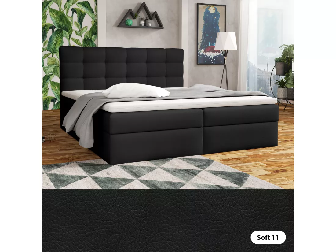 LIT BOXSPRING avec coffre de lit Glame 200x200 cm, Soft 11 (Noir)