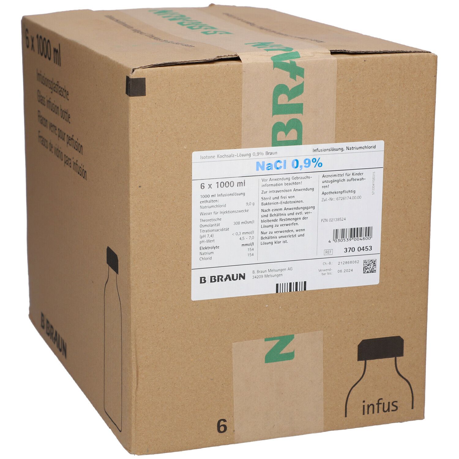 Isotone Kochsalz-Lösung 0,9% B. Braun, Glasflasche