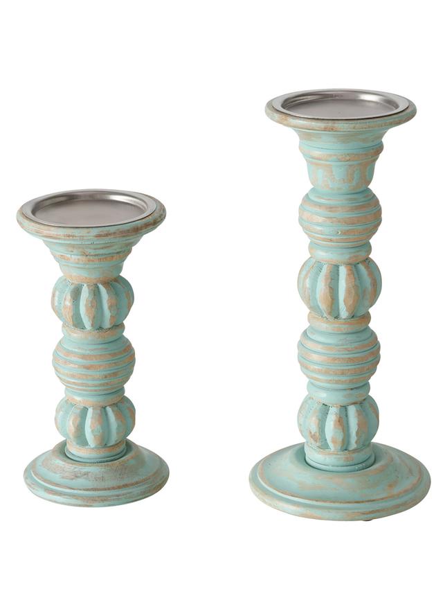 Mangoholz-Kerzenleuchter 2er-Set