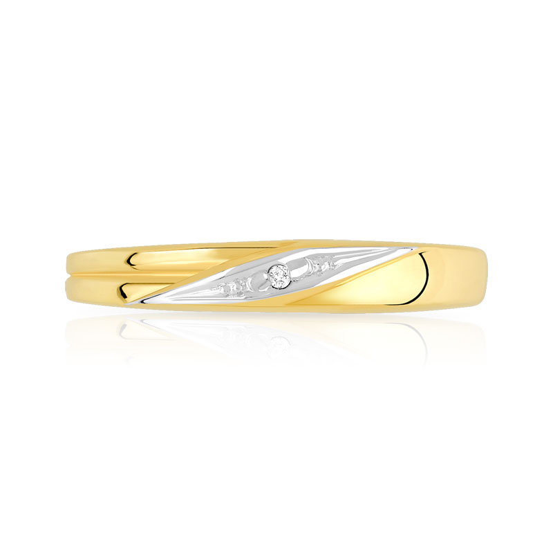 Bague or 375 2 tons diamant