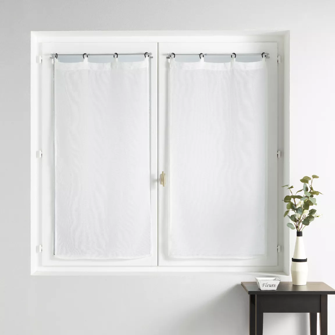 Paire de voilages tissés oeillets (60 x 160 cm) Davina Blanc