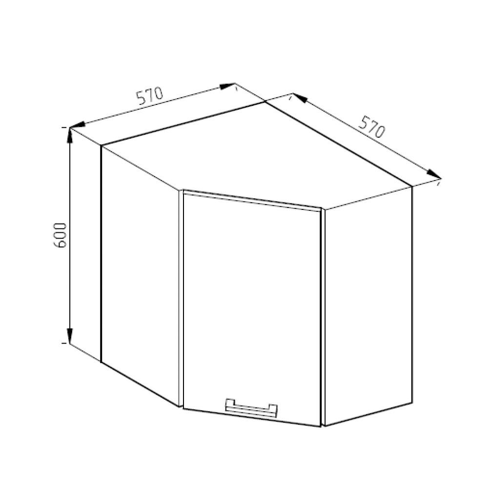 VICCO Küchenschrank Hängeschrank Eckhängeschrank 57 cm R-Line Anthrazit