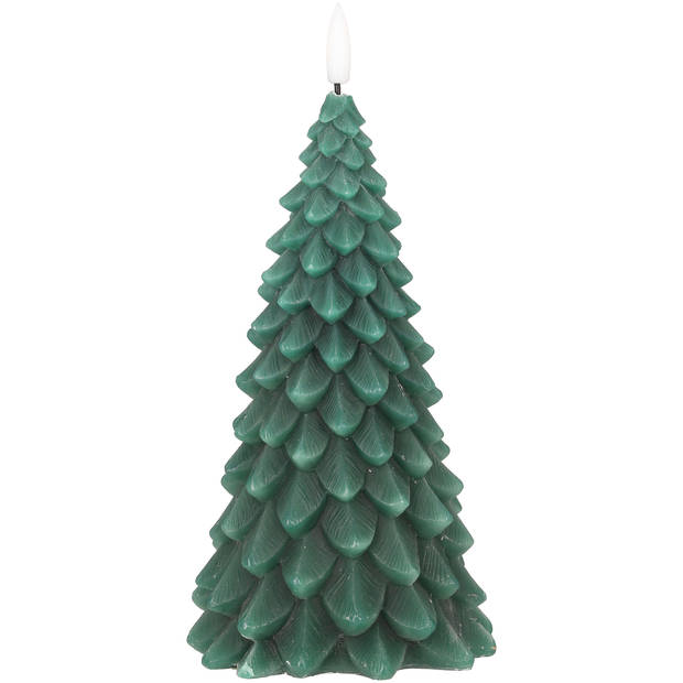 Blokker LED Kaars Kerstboom - 10x10x20 cm - Donkergroen
