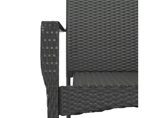 Ensemble à manger de jardin coussins 7pcs Noir Résine tressée