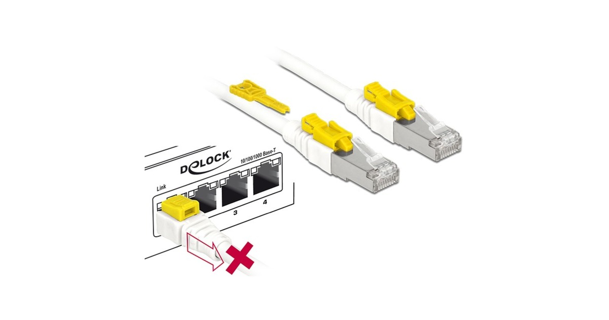 DeLOCKPatchkabel S/STP, RJ-45 Secure met Cat.6a  (Wit, 85330, 0,5 meter)