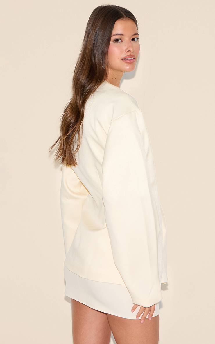 Ecru Blazer À Taille Cintrée Manches Cocon Avec Poches