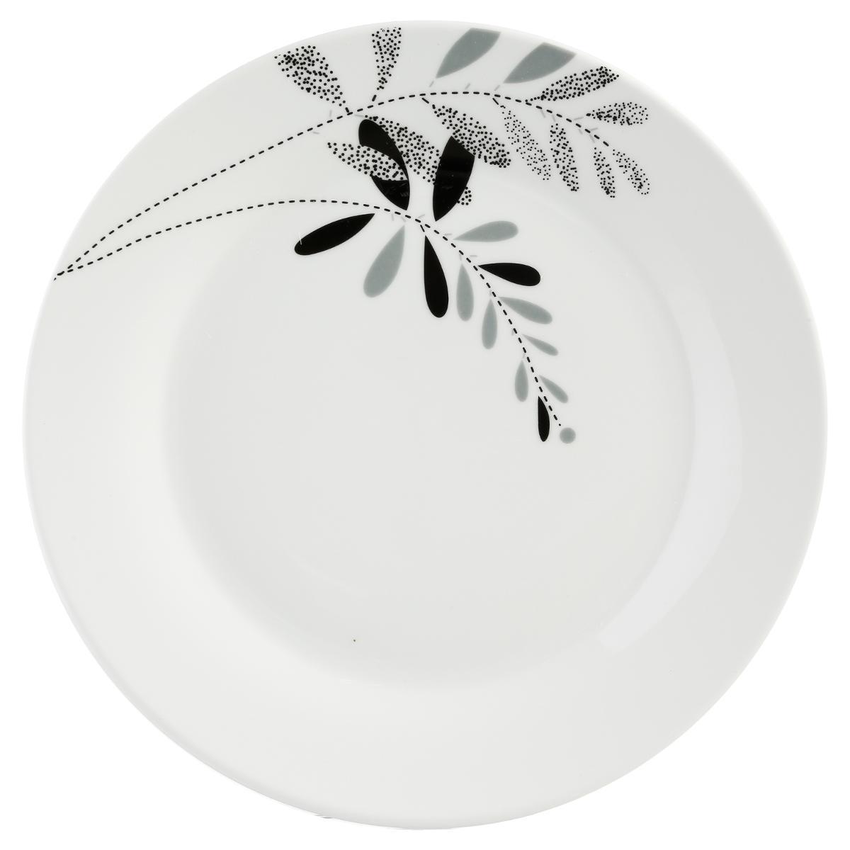 ASSIETTE DESSERT FLORAL GRIS 19CM