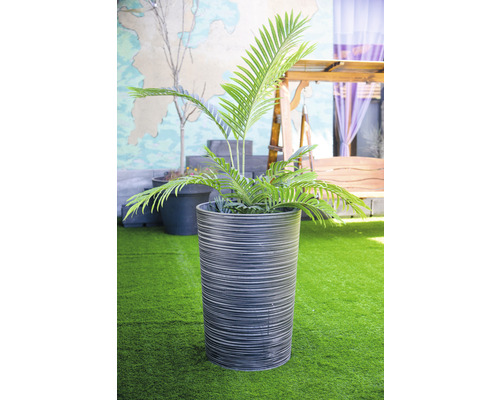 Lafiora gegroefde plantenvaas, kunststeen, Ø 49,3 cm, H 72,5 cm, antraciet