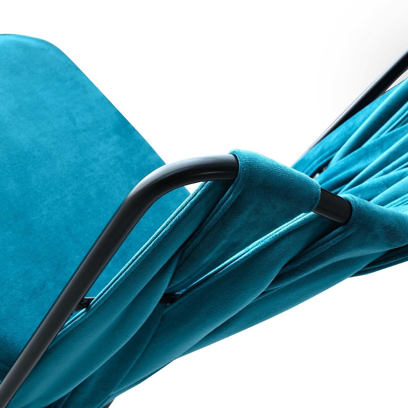 Wooden Art 2 Chaises Kusakli noir/bleu - 43x82x43 cm