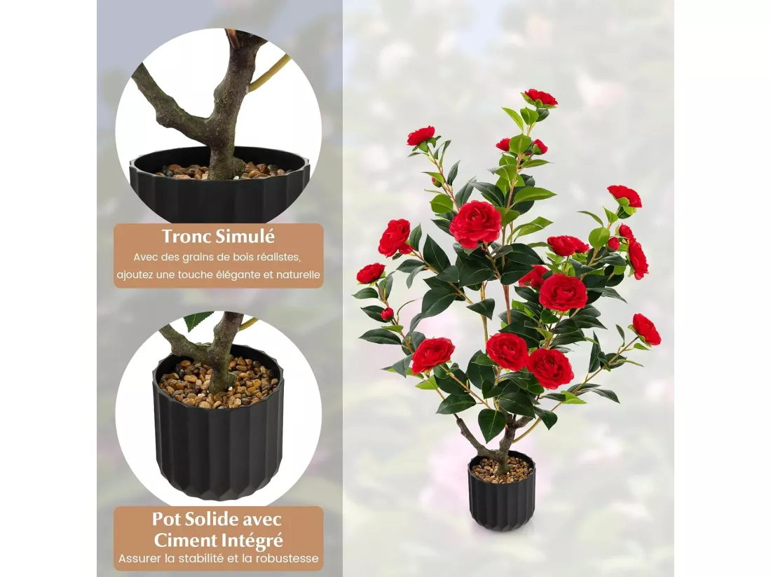 Plante artificielle à fausses fleurs de 95 cm,décoration de magasin bureau maison (rouge)