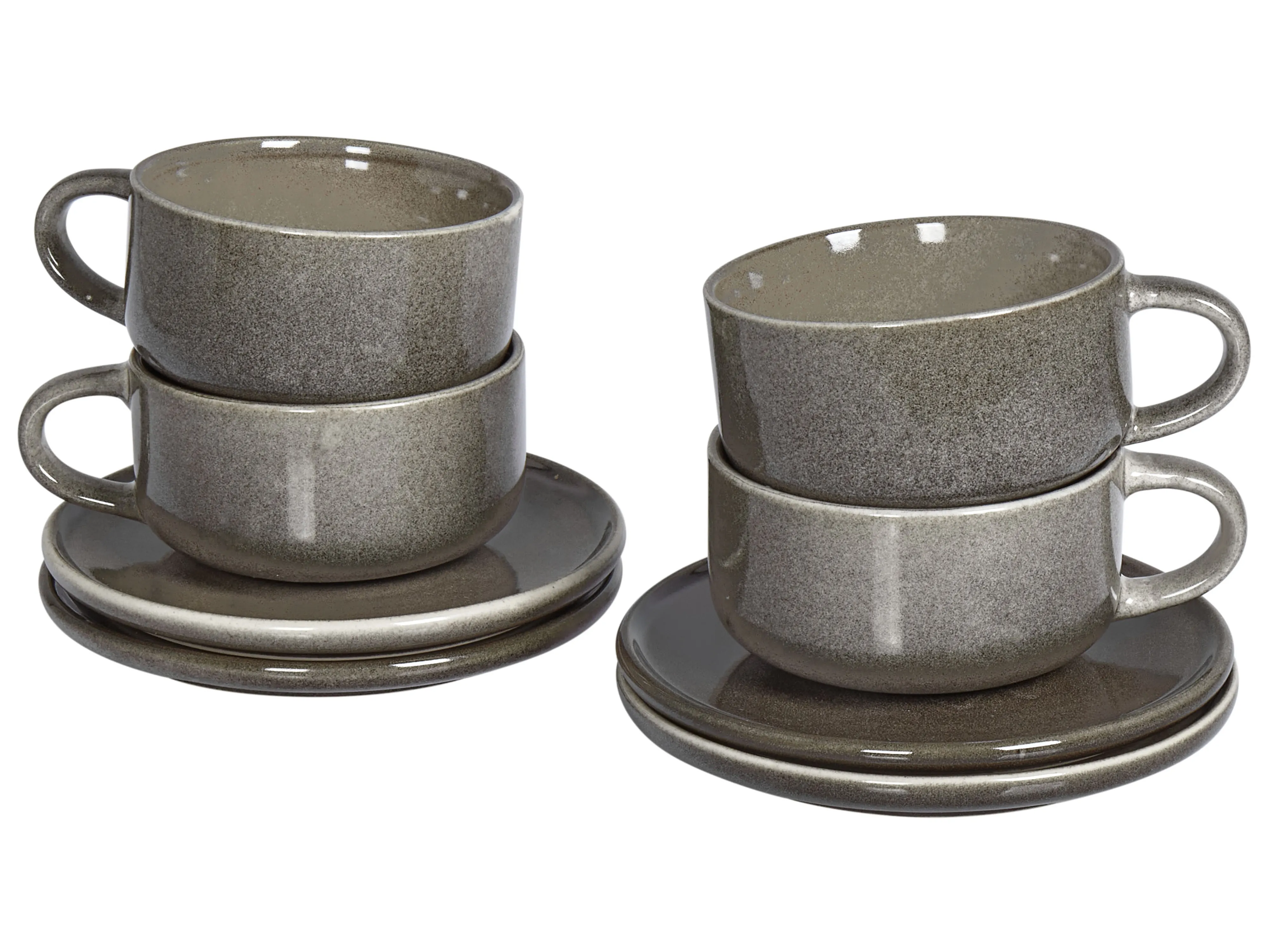 Set van 4 kopjes met schotels COSTMARY Steengoed Grijs