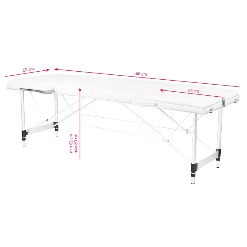 Activeshop sammenklappelig massagebriks 3-delt, aluminium, model Comfort Activ FIZJO, hvid