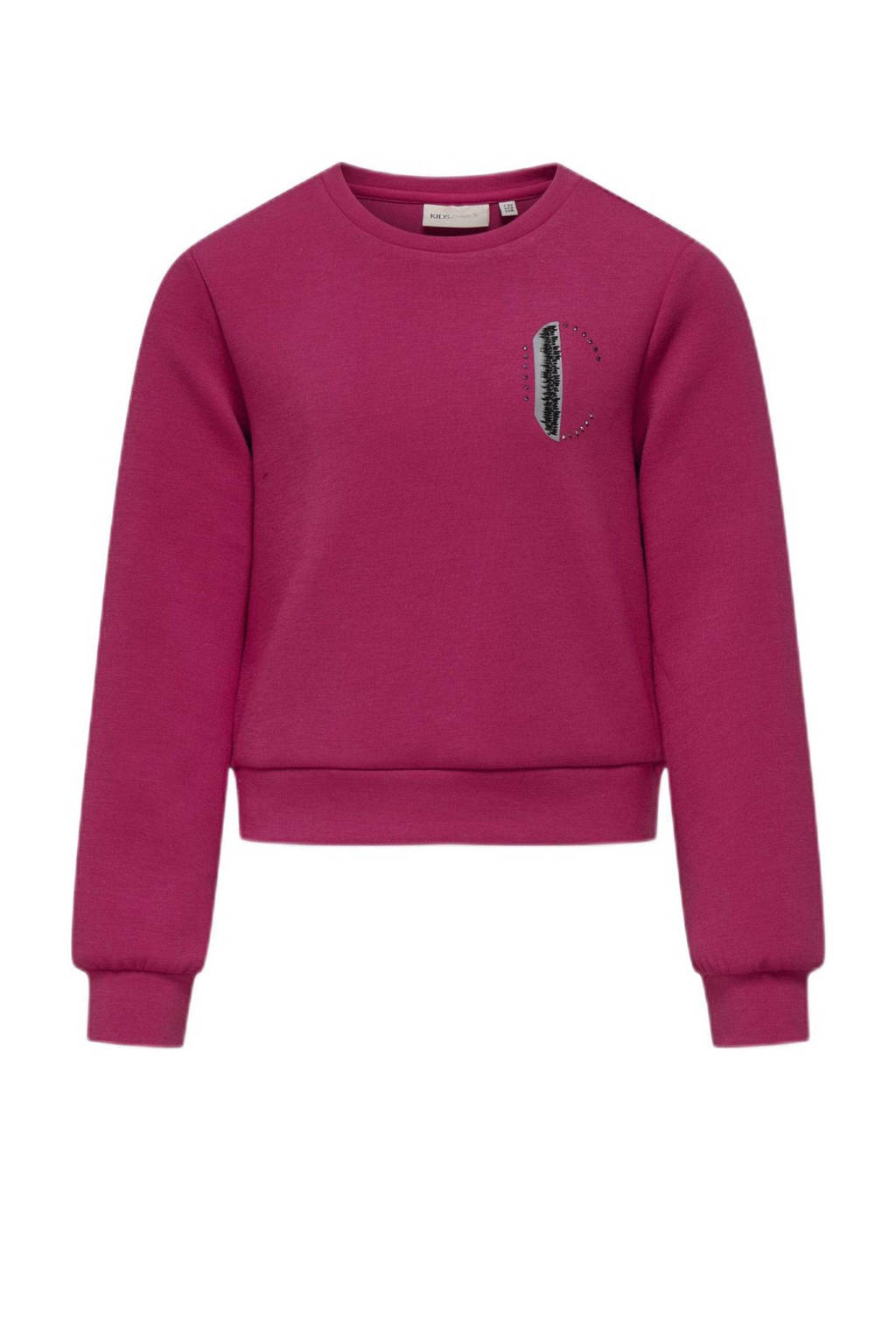 ONLY sweater KOGMAYRA met backprint donker fuchsia