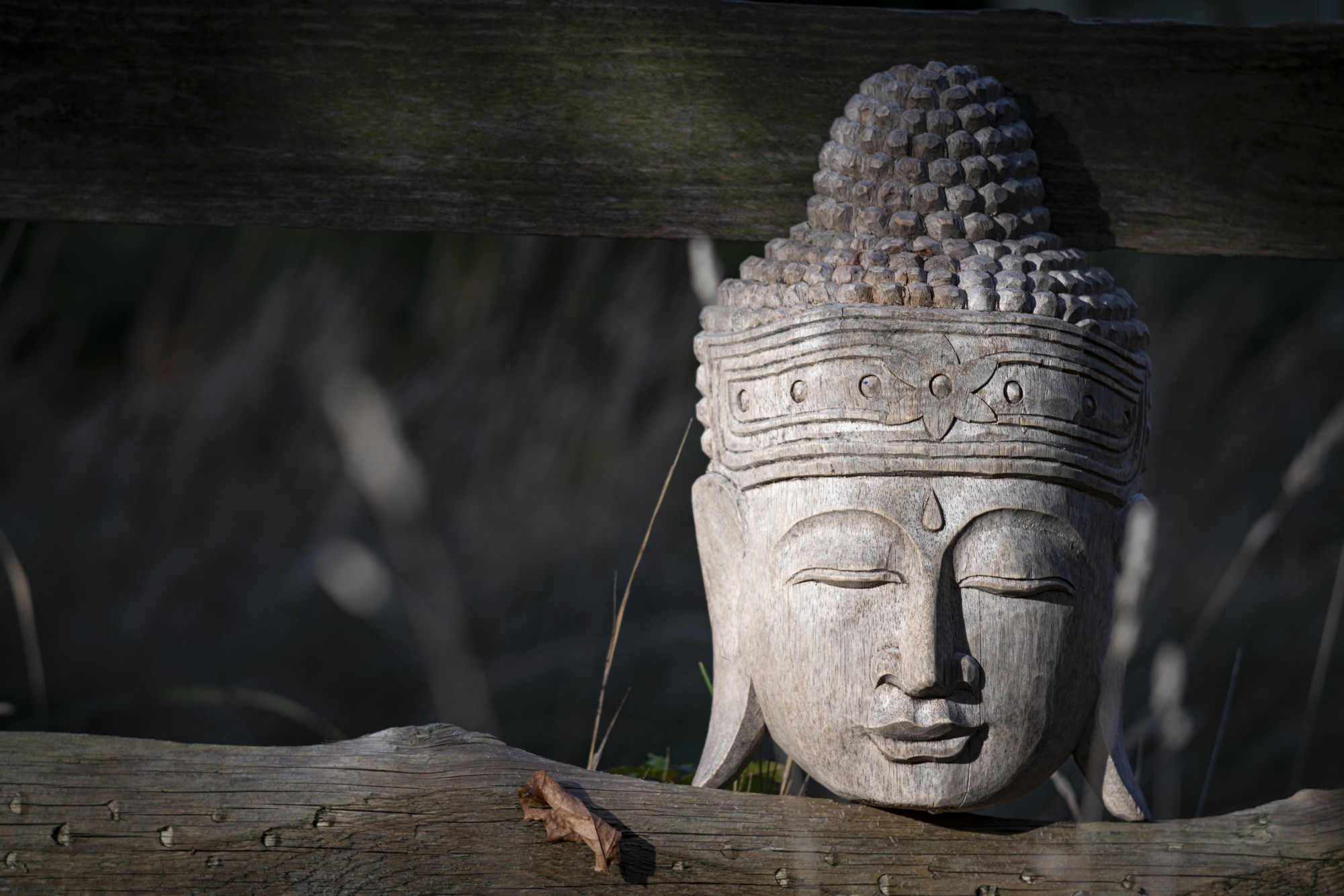 Buddha-Maske, grau, T 11 cm, B 25 cm, H 40 cm von fischer's lagerhaus