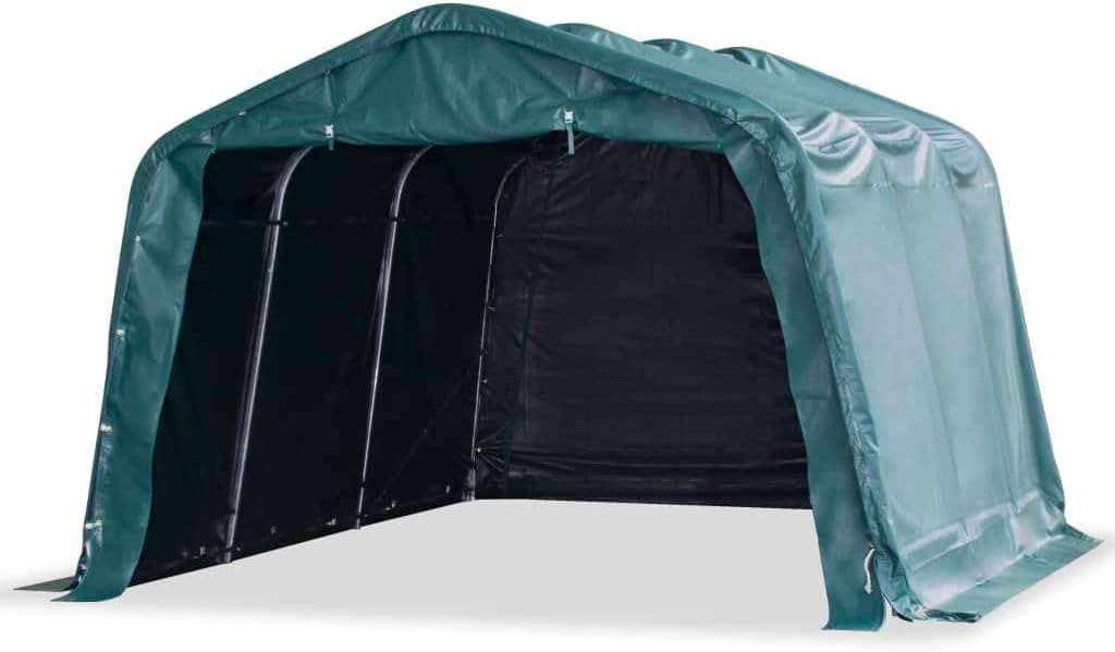 Weidezelt Weideunterstand Offenstall Weidehütte Pferde Schafe Kühe Unterstand Stall Shelter PVC 550 g/m² 3,3×3,2 m Dunkelgrün