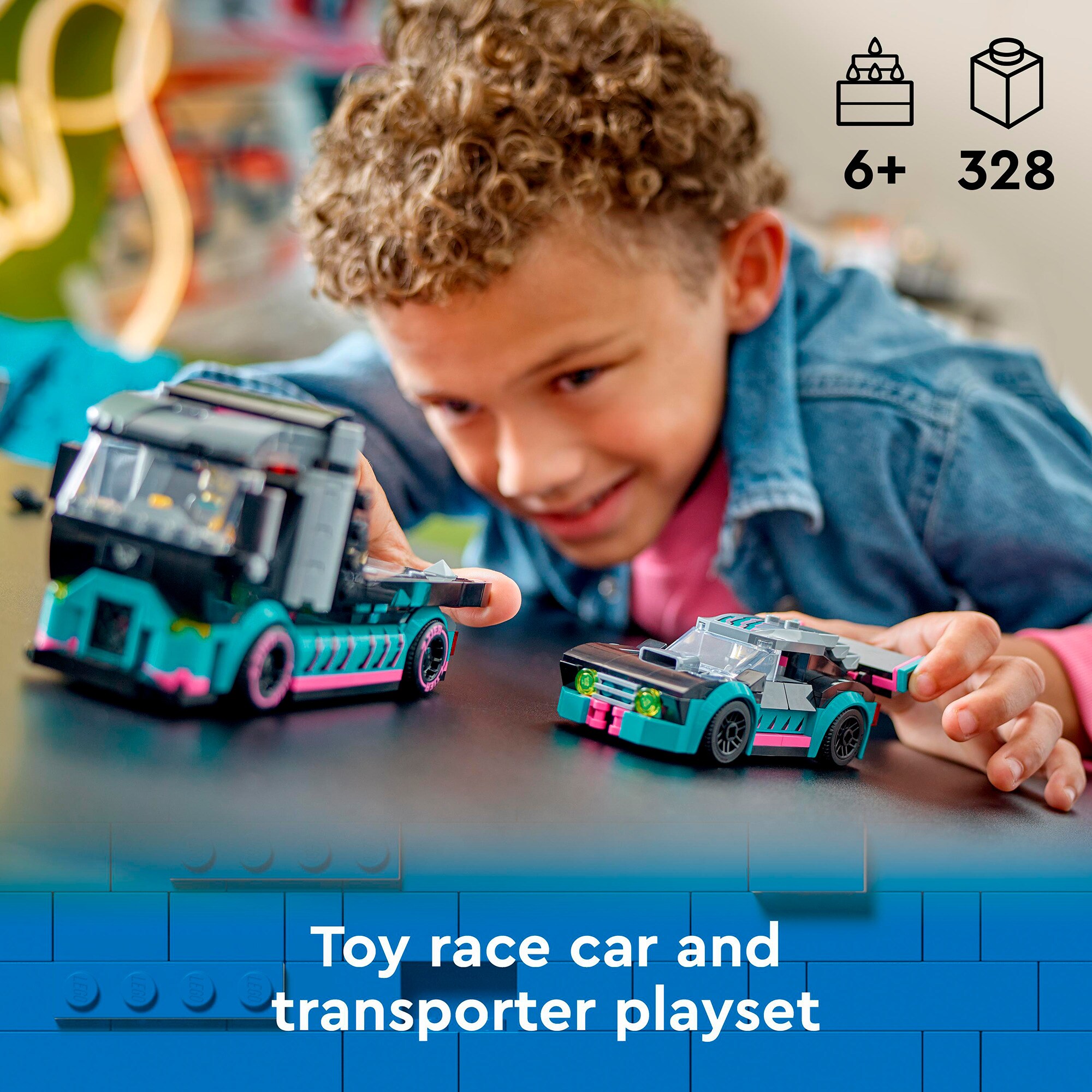 LEGO Konstruktionsspielzeug City Autotransporter mit Rennwagen
