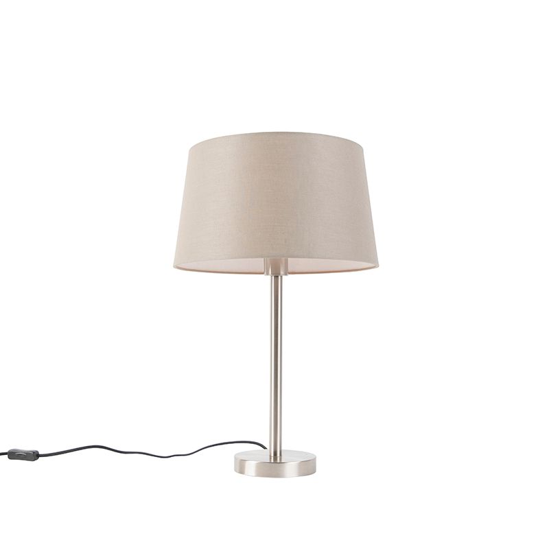 Moderne tafellamp staal met taupe kap 35 cm - Simplo