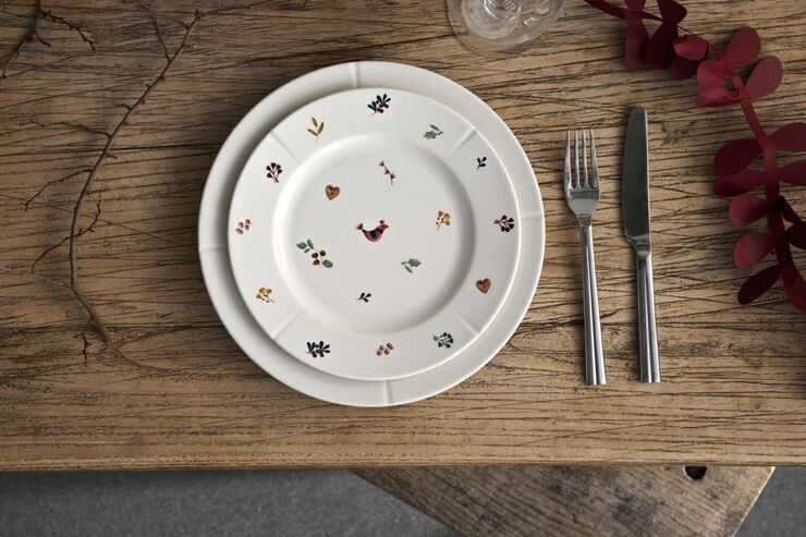 Lyngby Porcelæn GC Cottage Tallerken Ø23 cm hvid m. deko Hvid