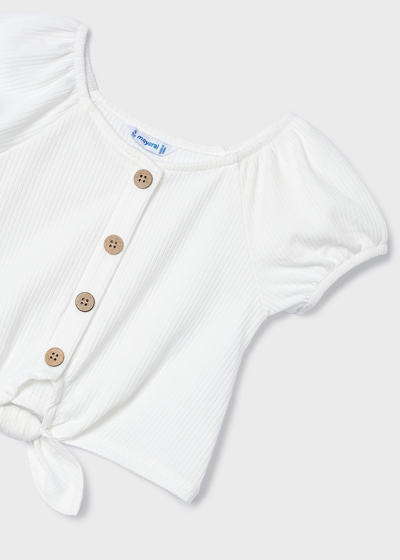 Camiseta canelada feminina, cor off-white