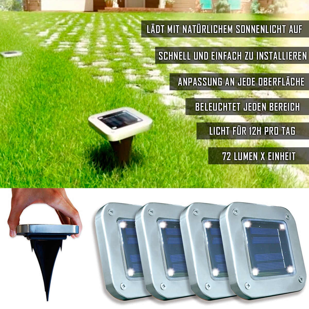 Starlyf® Leistungsstarke Solar LED - Gartenstrahler 4 Stück Solar Lights