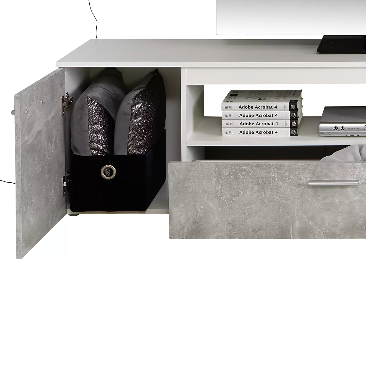 Wohnwand Vulcan weiss,Betonoptik