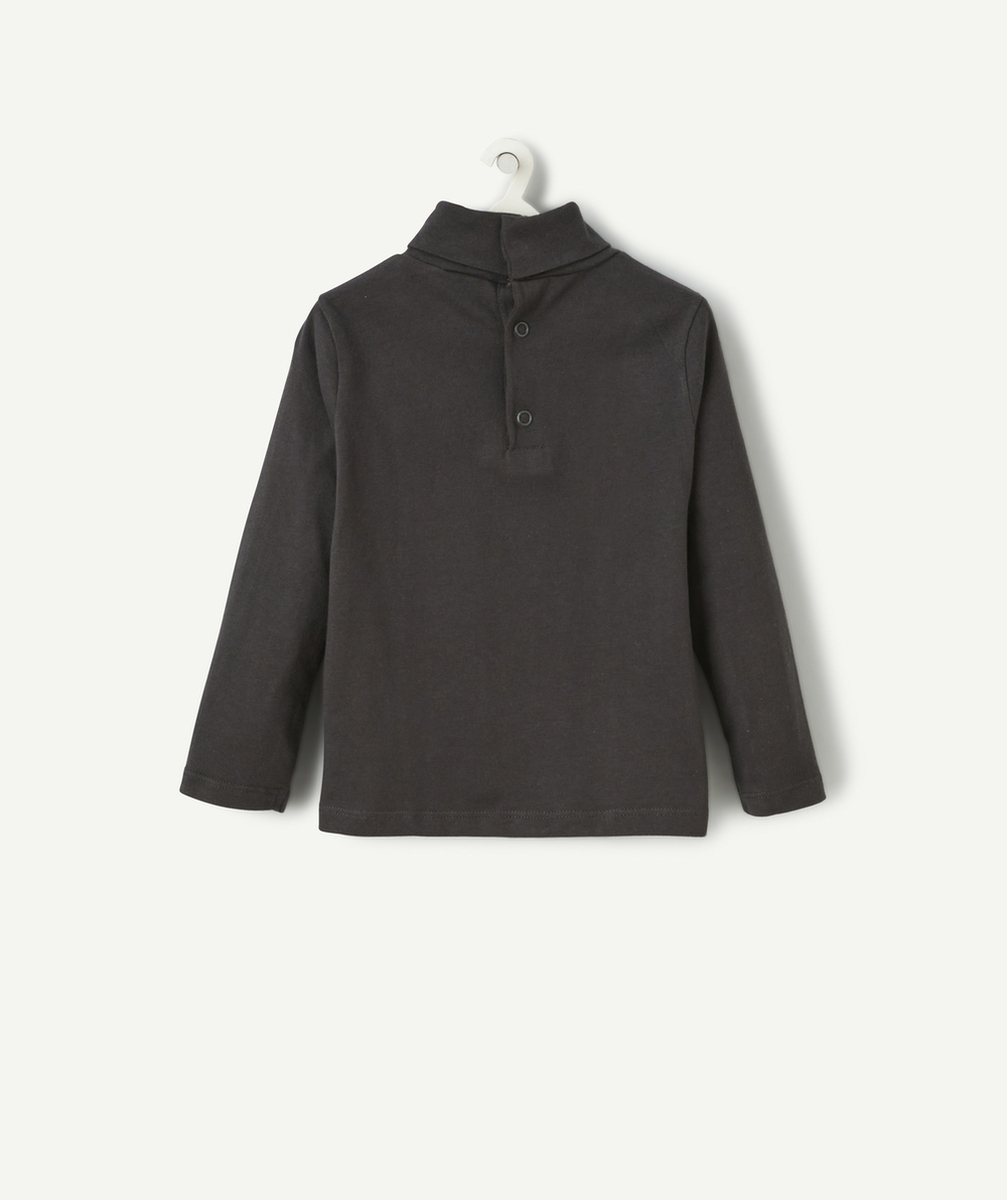 SOUS-PULL COL ROULÉ BÉBÉ GARÇON GRIS FONCÉ AVEC MESSAGE