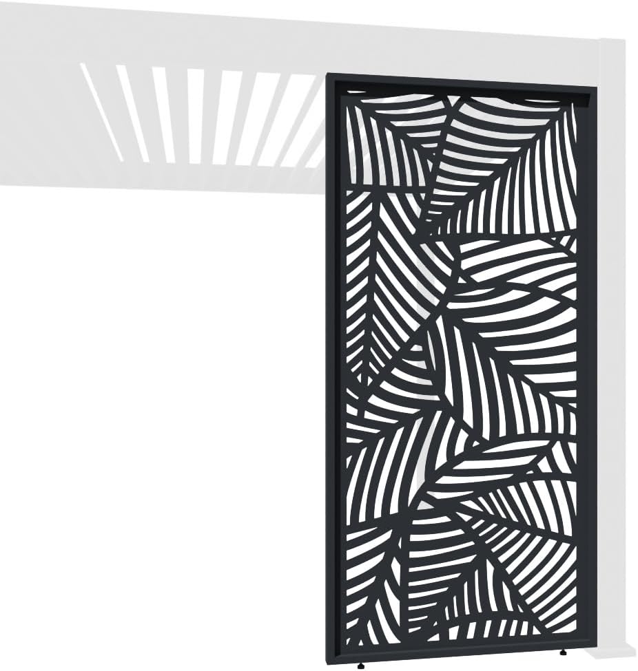Weide Dekorative Lamellenwand Paneel Zubehör für Weide Pergola | Blatt-Design | Aluminium | Anthrazit, Weiß | 3 Breiten | Flexibler Sichtschutz und optimale Luftzirkulation (Anthrazit, 93 cm)