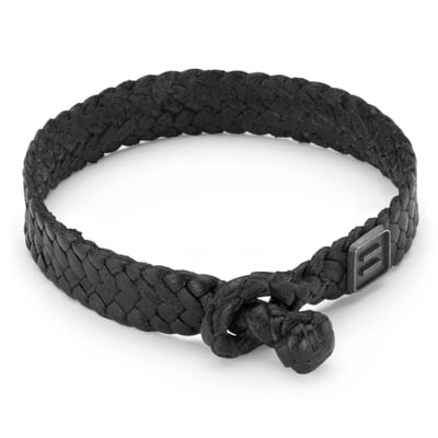 Herren-Lederarmband geflochten, Schwarz