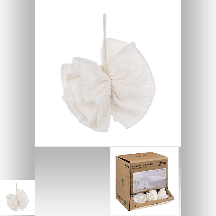 Fleur de bain et douche en viscose, coloris blanc, Display 5Five