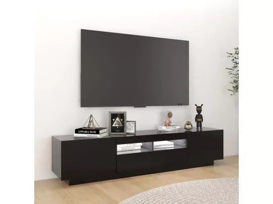Meuble TV avec lumières LED Noir 180x35x40 cm